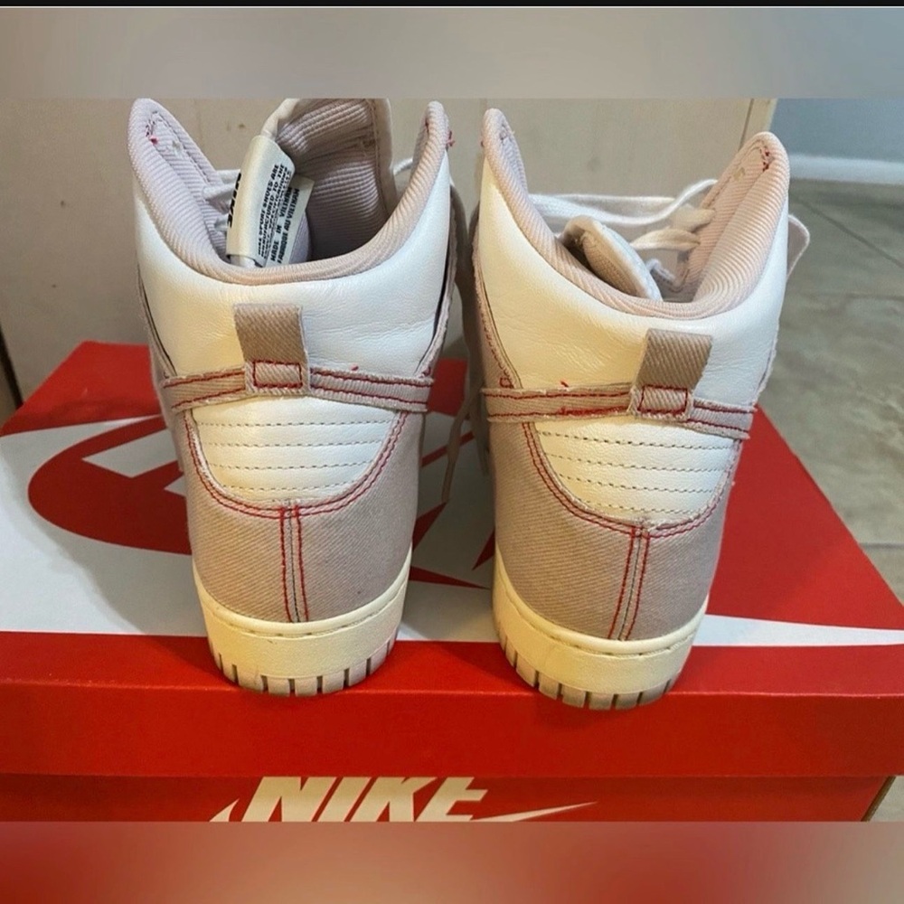 Nike Women’s High-Top Sneakers White with Pink Trim - Picture 2 of 4